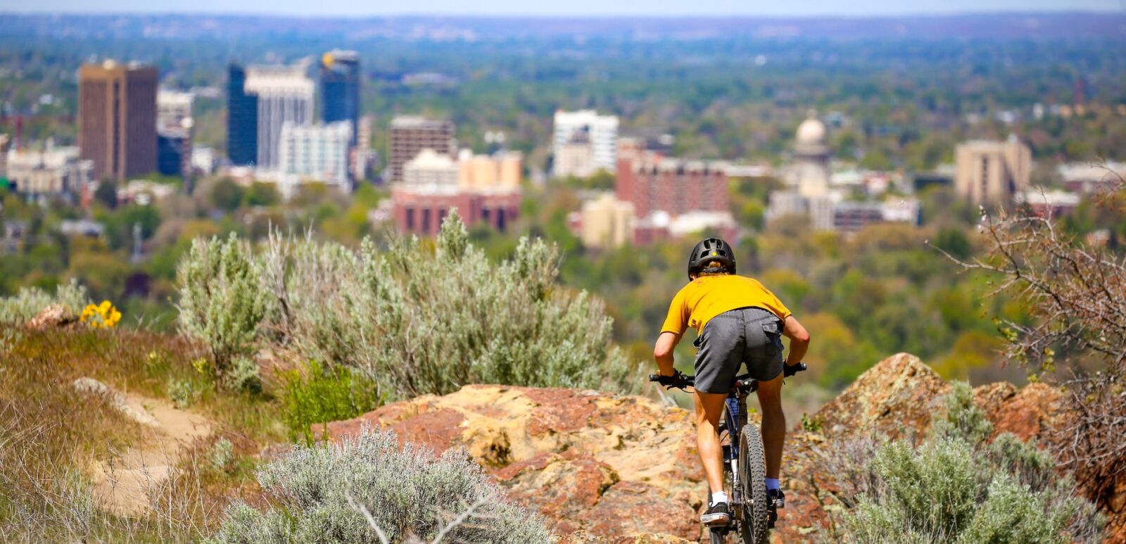 Mountain biking on Table Rock Mountain in downtown Boise, Idaho