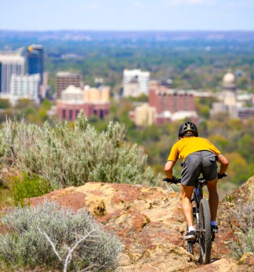 Mountain biking on Table Rock Mountain in downtown Boise, Idaho