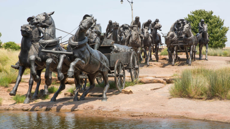 Land Run Monument, Oklahoma City. Pic via Shutterstock.