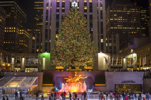 Rockefeller Center in New York City during the holidays.