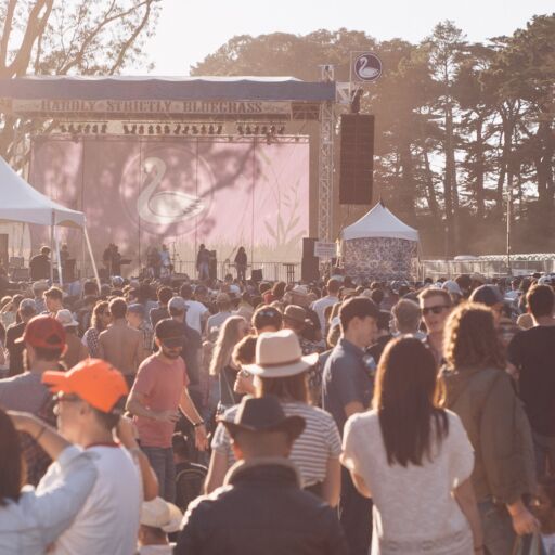 San Francisco, California United States October 4 2019: Hardly Strictly Bluegrass Festival crowds in San Francisco's Golden Gate Park.