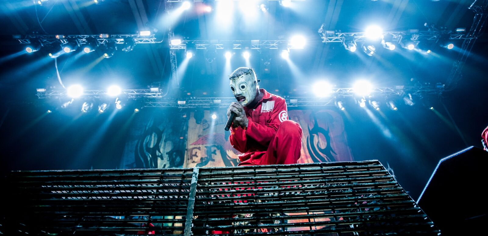 American heavy-metal band Slipknot performing at Olimpiyski stadium, Moscow during Memorial World Tour