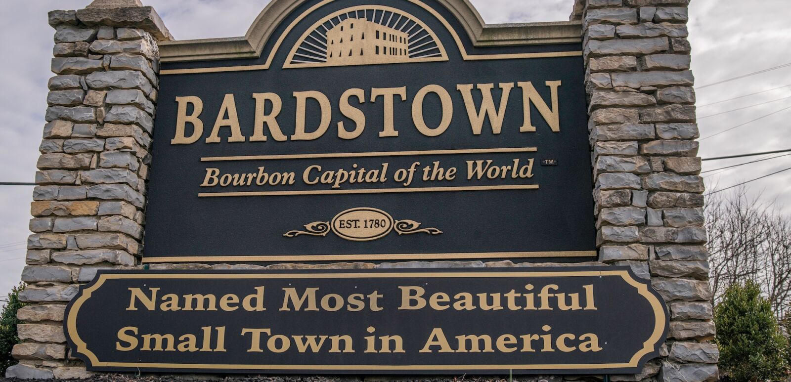 Bardstown, Kentucky - January 30, 2020: Bardstown Bourbon Capital welcome sign