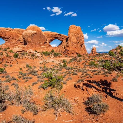 The north-south section of the Arches National park near Moab, Utah.