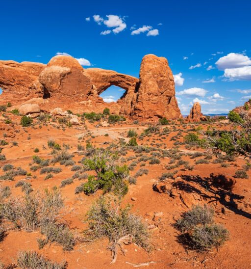 The north-south section of the Arches National park near Moab, Utah.