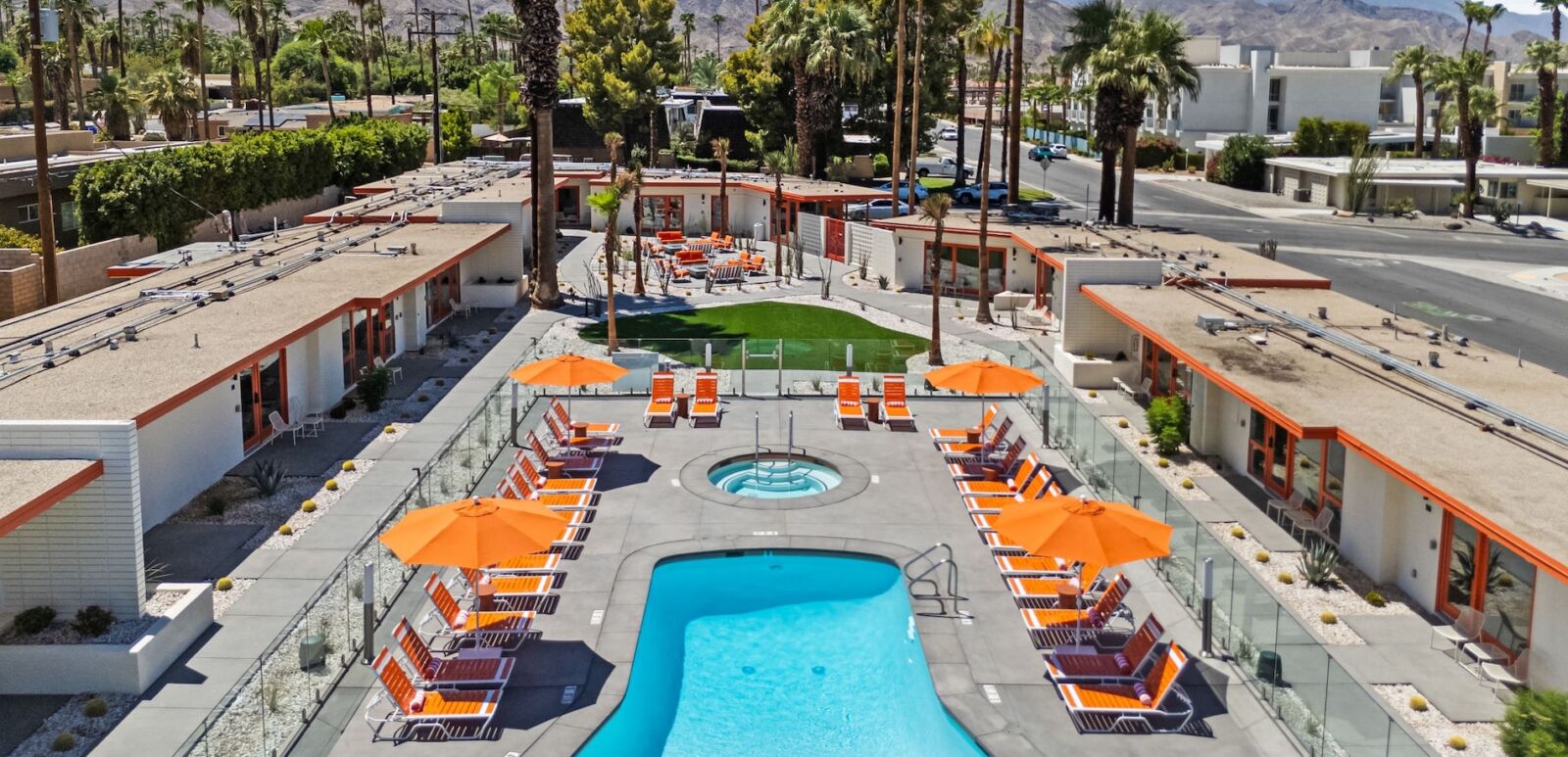 Aerial view of Mojave Resort in Palm Desert, California.