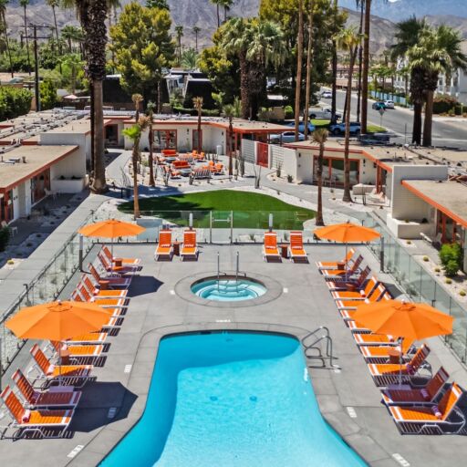 Aerial view of Mojave Resort in Palm Desert, California.