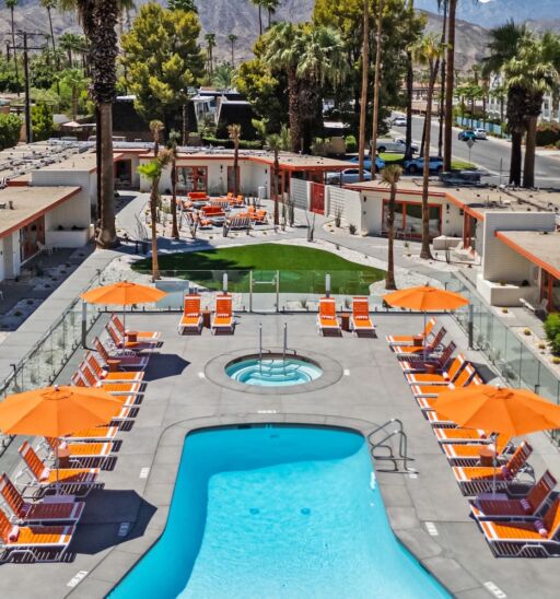 Aerial view of Mojave Resort in Palm Desert, California.