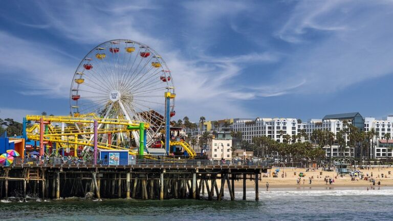 The Ferris Wheel at Santa Monica Pier. The Santa Monica Pier is a popular destination for tourists and locals. Santa Monica, California, United States of America- September 1, 2023