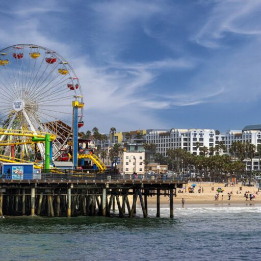 The Ferris Wheel at Santa Monica Pier. The Santa Monica Pier is a popular destination for tourists and locals. Santa Monica, California, United States of America- September 1, 2023. Photo via Shutterstock.